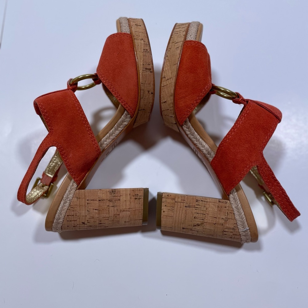 Coach Shoes 8.5 Tulip Platform Suede Leather Sandals Coach - Picture 4 of 15